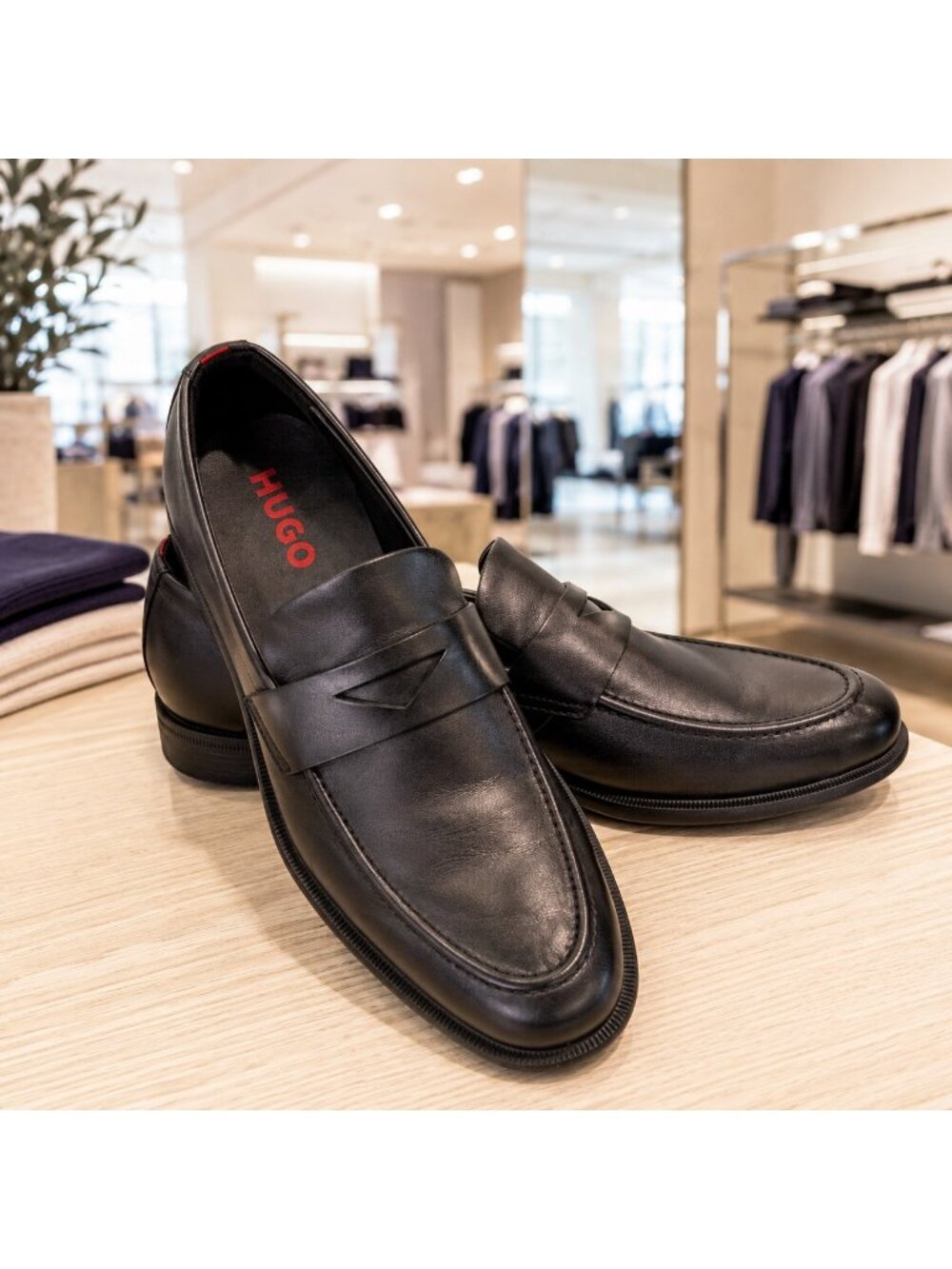 HUGO Hugo Boss Men’s Black Leather Penny Loafers Size US 11.5 EU 44.5